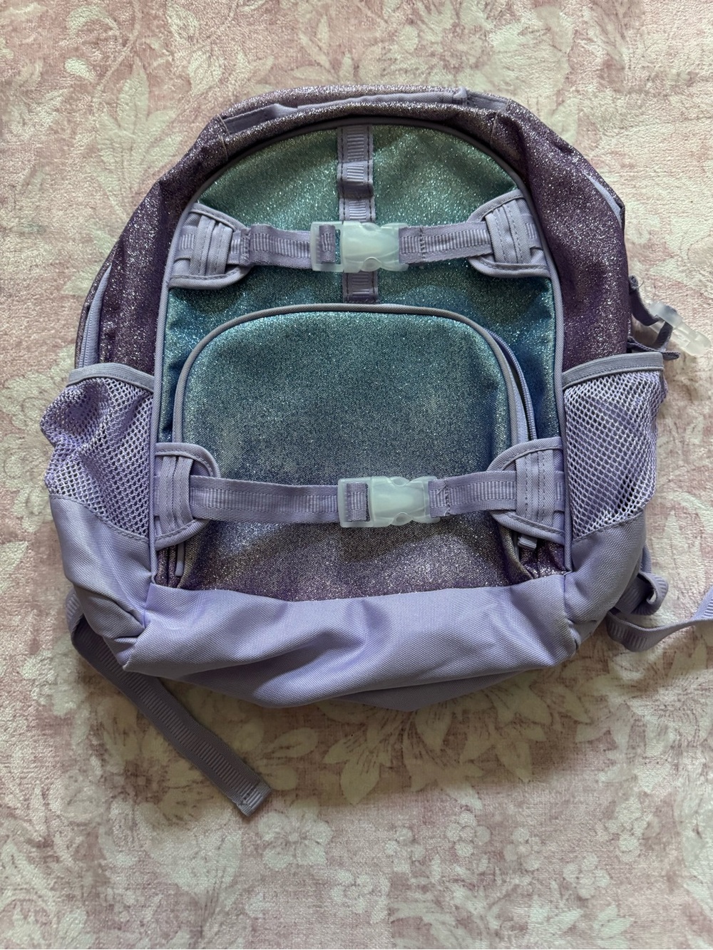 Pottery Barn Kids Mackenzie Lavender Aqua Glitter Backpack